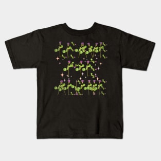 Leave me alone purple roses on stems with sparkles black bg Kids T-Shirt